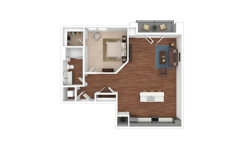 A10 - 1 bedroom floorplan layout with 1 bathroom and 924 square feet