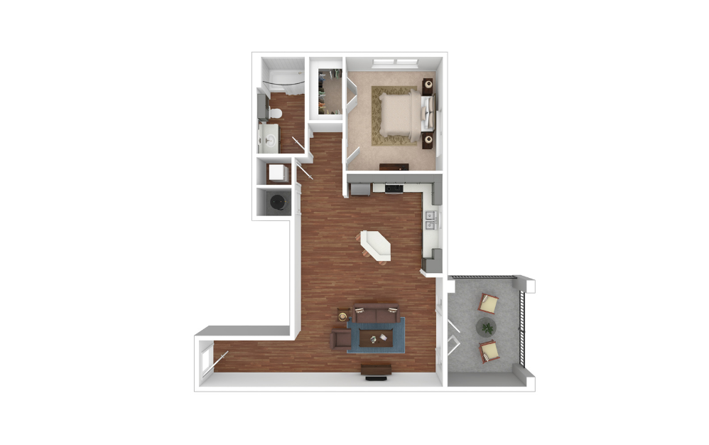 A11 - 1 bedroom floorplan layout with 1 bathroom and 949 square feet