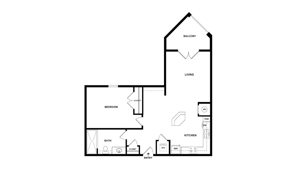 A6 - 1 bedroom floorplan layout with 1 bathroom and 824 square feet (2D)