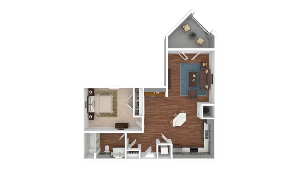 A6 - 1 bedroom floorplan layout with 1 bathroom and 824 square feet
