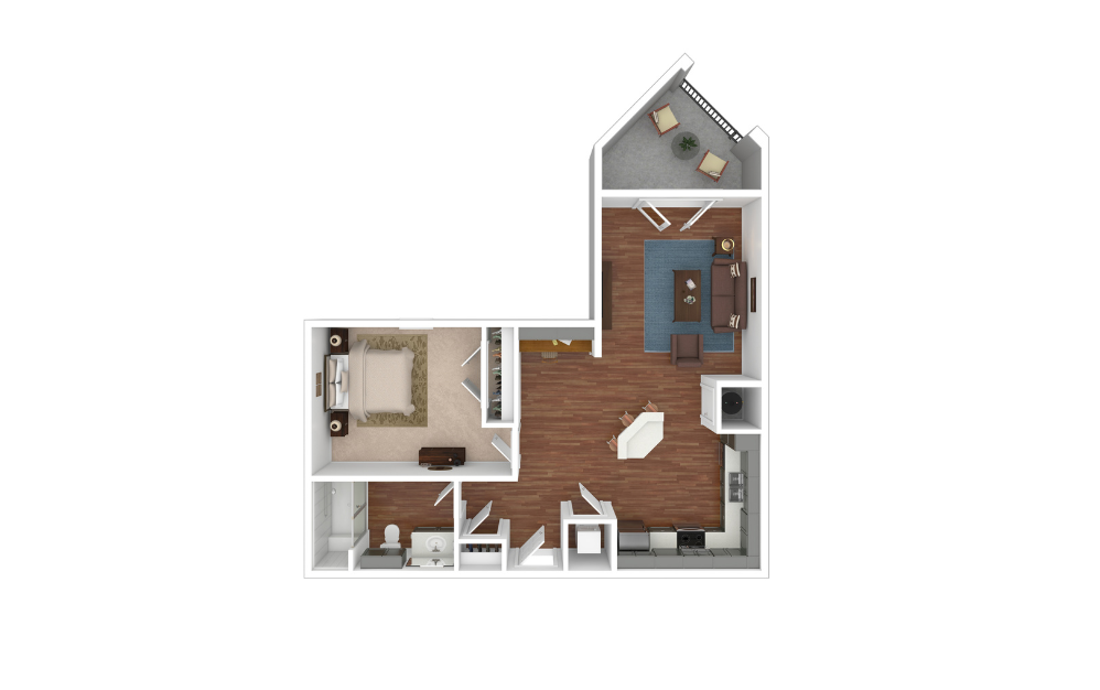 A8 - 1 bedroom floorplan layout with 1 bathroom and 849 square feet