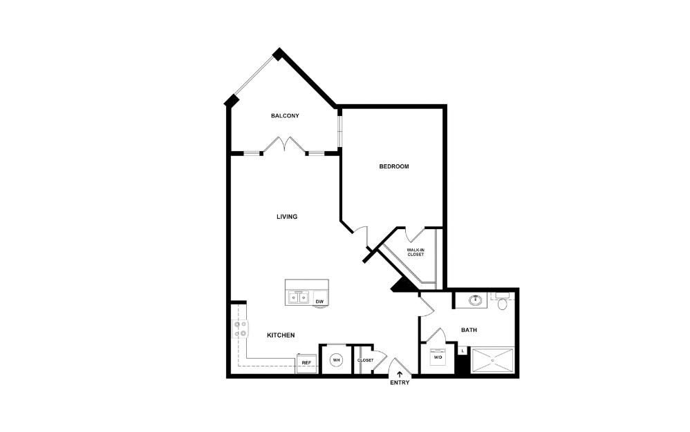 A9 - 1 bedroom floorplan layout with 1 bathroom and 919 square feet (2D)