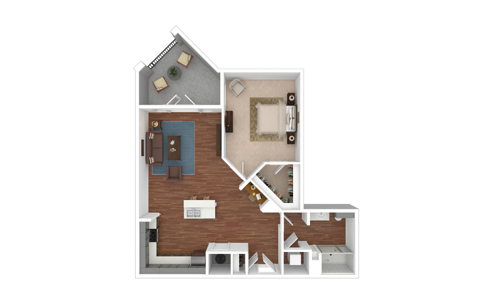 A9 - 1 bedroom floorplan layout with 1 bathroom and 919 square feet
