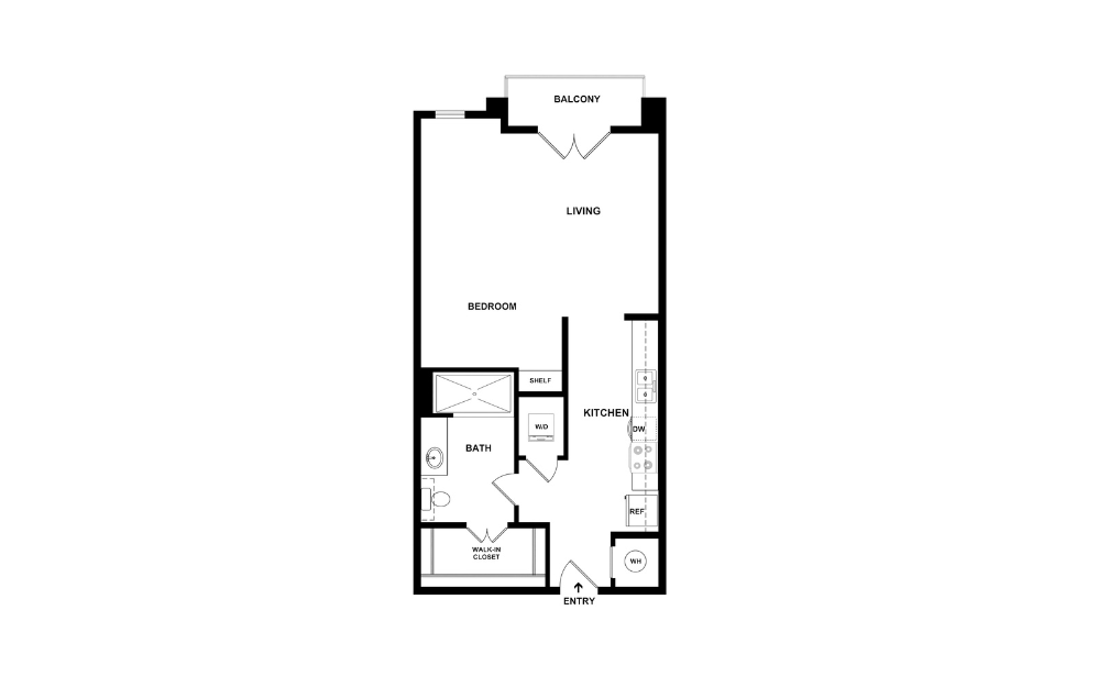 S1 - Studio floorplan layout with 1 bathroom and 547 square feet (2D)