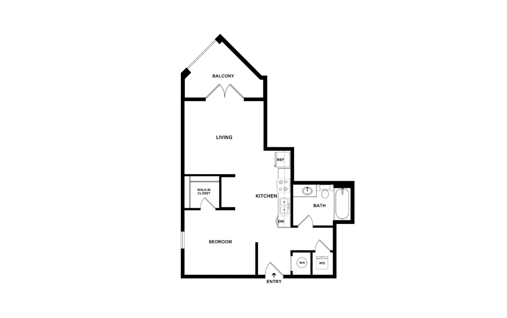S5 - Studio floorplan layout with 1 bathroom and 658 square feet (2D)